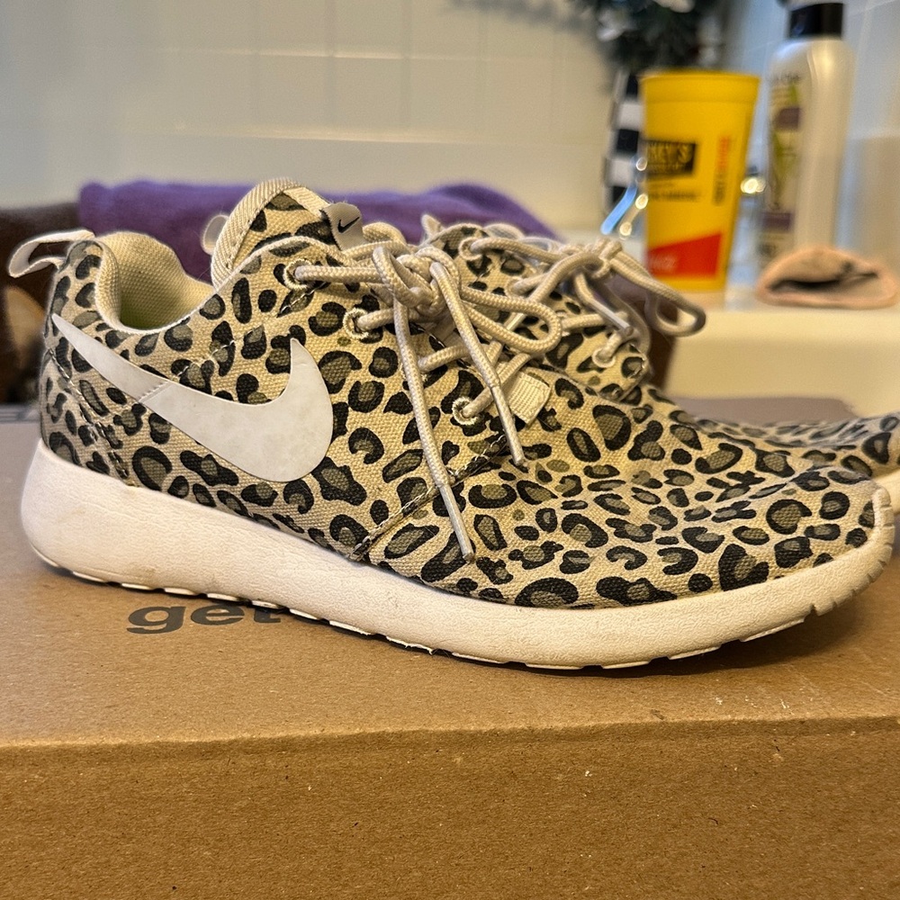 Nike Women’s Leopard Print Sneakers with White Swoosh